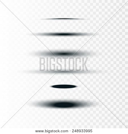 Stock Vector Illustration Realistic Round And Oval Set Of Shadows Isolated On Transparent Background