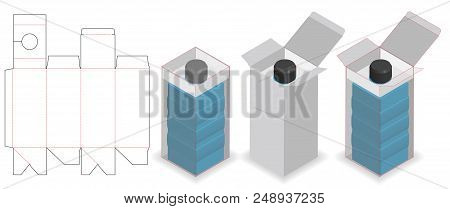 Cosmetic Box With Bottle Tube Neck Lock Dieline