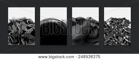 Stock Vector Illustration Color Covers Set. Chaos Composition. Futuristic Design Posters. Templates 