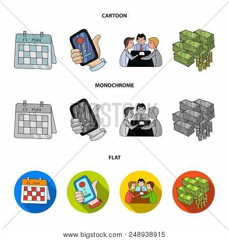 Calendar, Telephone Conference, Agreement, Cash.business-conference And Negotiations Set Collection 