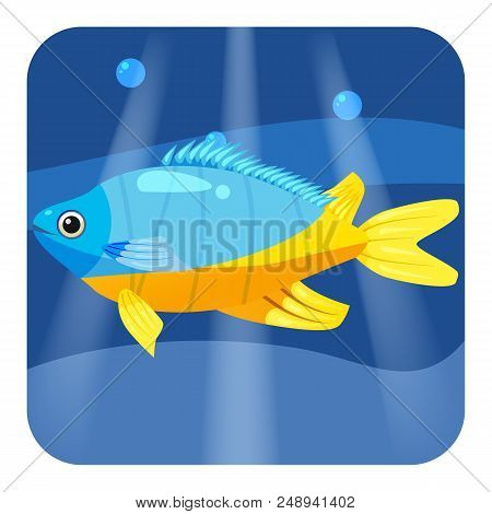Exotic Tropical Fish Isolated On Seae Background. Vector Cartoon Illustration Isolated