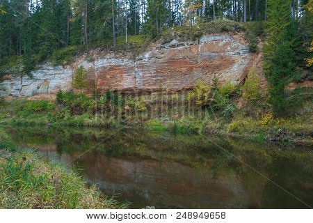Red Cliffs In City Masalaca, Latvia.