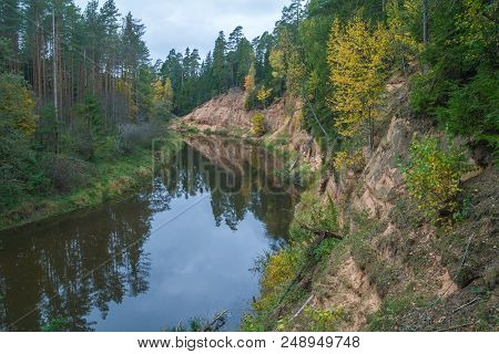 Red Cliffs In City Masalaca, Latvia.