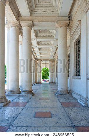Vicenza, Italy - May 9, 2011: The Portico Of  The Chiericati Palace By The Architect Andrea Palladio