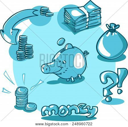 Money Illustration Set Fund Circulation Vector Illustration