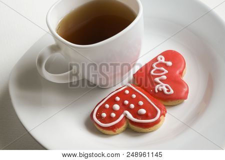 Beautiful Cookie And Bakery With Cup Of Coffee And Tea