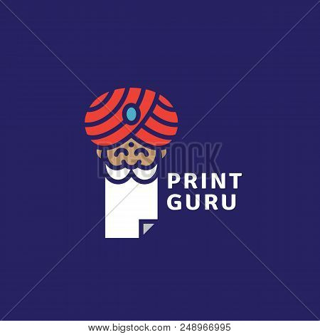 Colored Print Guru Logo Template Design. Vector Illustration.