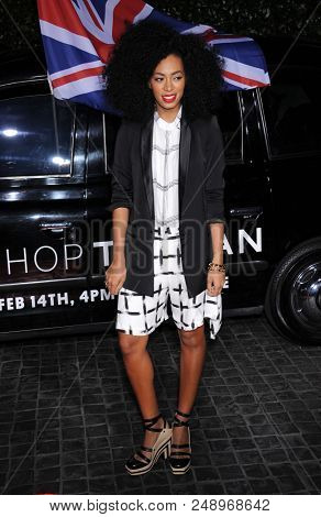 LOS ANGELES - FEB 13:  Solange Knowles arrives to the Topshop Topman Store Opening Party  on February 13, 2013 in Hollywood, CA                