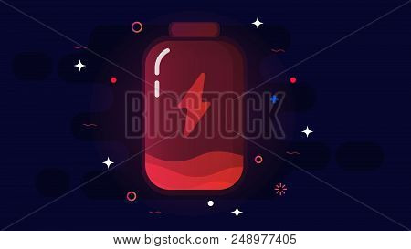 The Image Of The Transparent Discharging Batteries With Liquid Internally In The Form Of Waves.