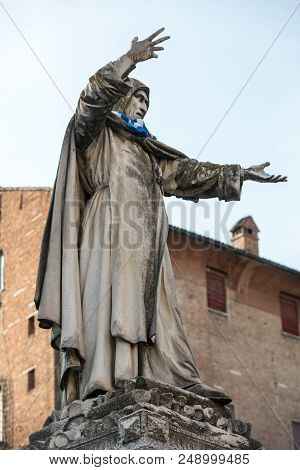 Statue Of Girolamo Savonarola In Ferrara In Emilia-romagna. Italy