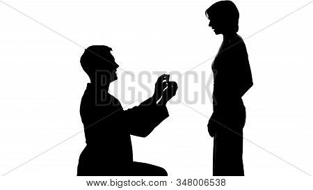Young Man Shadow Making Proposal To Lady, Marriage Offer, Romantic Relations
