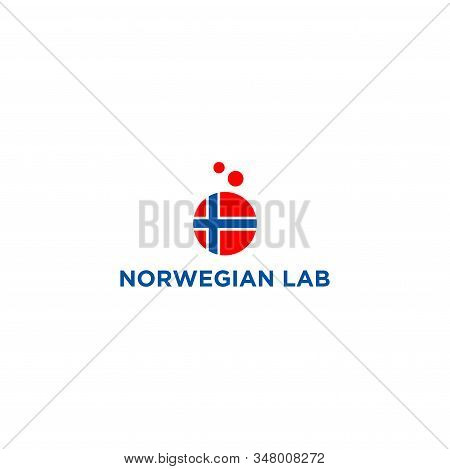 Unique Logo Design Of Norwegian Flag And Laboratory With White Background - Eps10 - Vector.