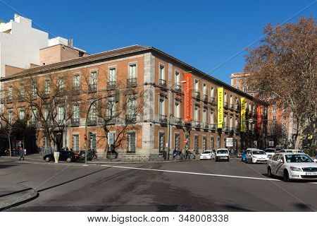 Madrid, Spain - January 22, 2018: Thyssen Bornemisza Museum In City Of Madrid, Spain