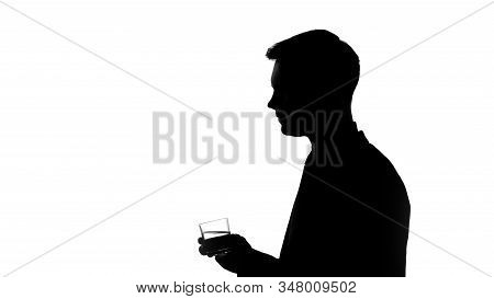 Young Man Silhouette Drinking Mineral Water, Ph Balance In Healthy Body, Diet