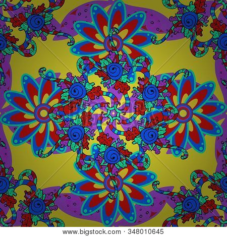Abstract Elegance Seamless Pattern With Floral Background. Vector Nice Fabric Pattern.