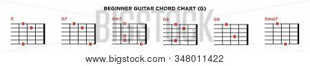 Basic Guitar Chord Chart Icon Vector Template. G Key Guitar Chord.