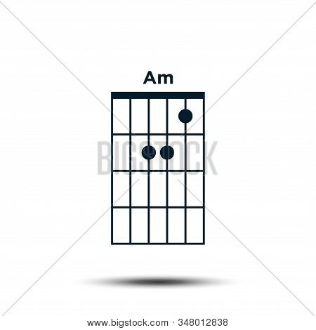 Am, Basic Guitar Chord Chart Icon Vector Template
