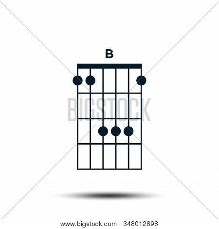 B, Basic Guitar Chord Chart Icon Vector Template