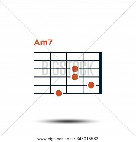 Am7, Basic Guitar Chord Chart Icon Vector Template