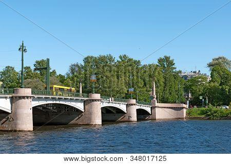 Saint-petersburg, Russia - May 30, 2019: Kamennoostrovsky Bridge Over The Little Nevka River. It Con