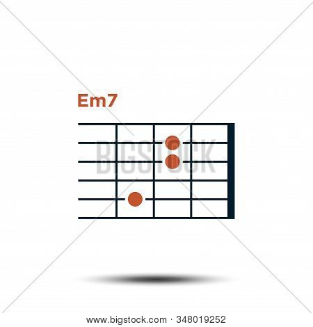Em7, Basic Guitar Chord Chart Icon Vector Template