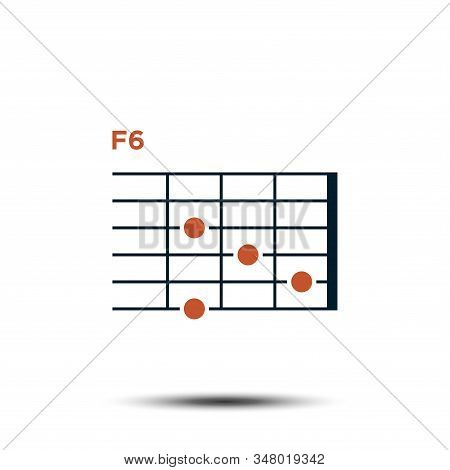 F6, Basic Guitar Chord Chart Icon Vector Template