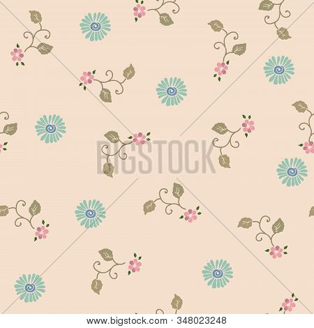 Pink Floral Seamless Repeat Pattern With Baby Pink Background