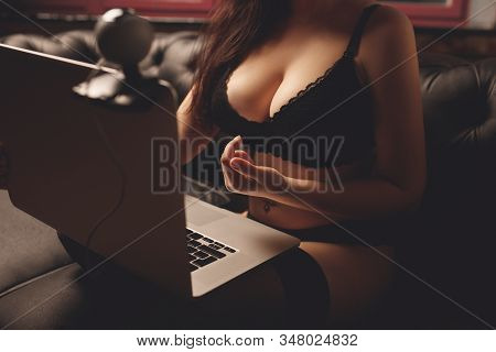 Internet Webcam Model Beautiful Young Woman Working In Sex Chat Online