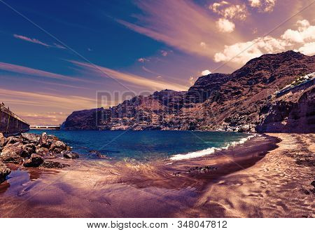 Scenery Rocks And Cliff In Nature In Noja Village,cantabria,spain .scenery Landscape In Canary Islan