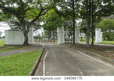 Singapore. January 2020.  A View Of The Park And The Old Kallang Airport Gateway