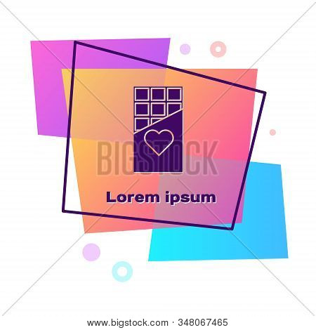 Purple Chocolate Bar Icon Isolated On White Background. Valentines Day Symbol. Color Rectangle Butto