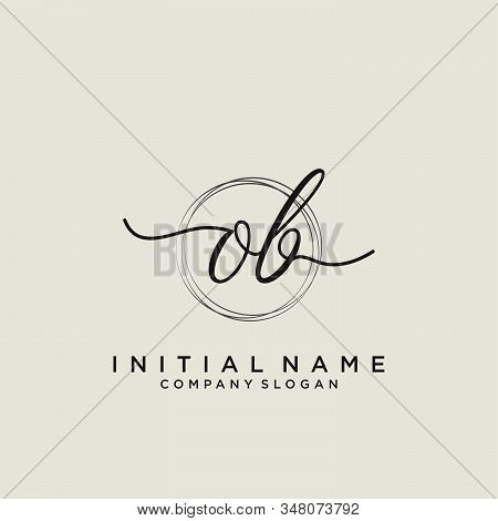 Ob Initial Handwriting Logo With Circle Template Vector.