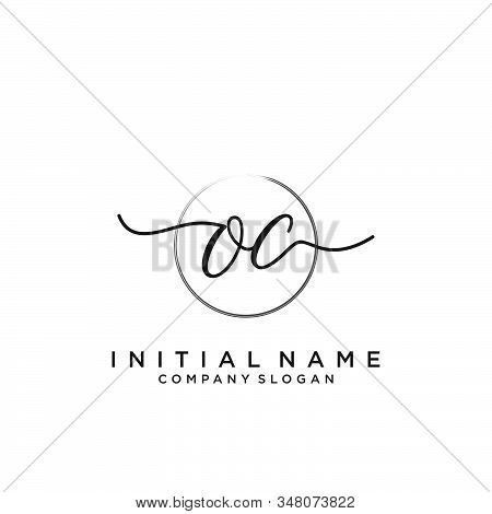 Oc Initial Handwriting Logo With Circle Template Vector.