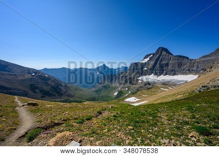 View From The Top Of Siyeh Pass In Montana Mountains