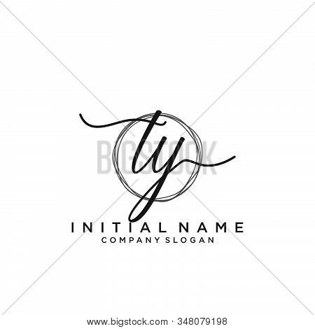 Ty Initial Handwriting Logo With Circle Template Vector.