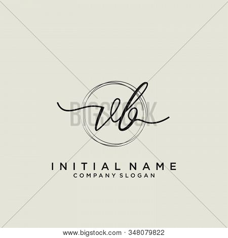 Vb Initial Handwriting Logo With Circle Template Vector.