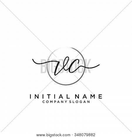 Vc Initial Handwriting Logo With Circle Template Vector.