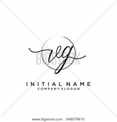 Vg Initial Handwriting Logo With Circle Template Vector.