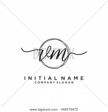 Vm Initial Handwriting Logo With Circle Template Vector.