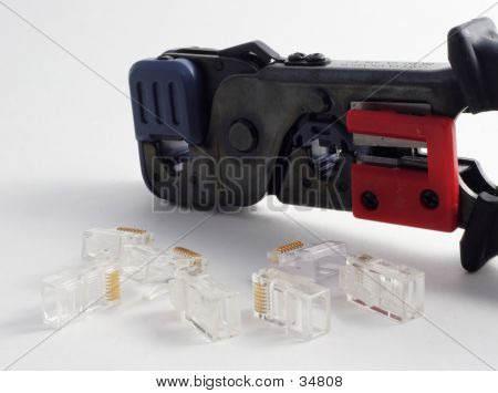 Closeup Crimping Tool And Jacks