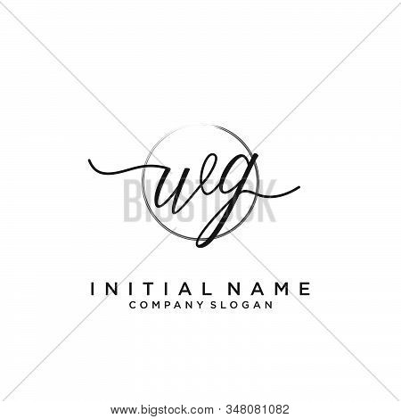 Wg Initial Handwriting Logo With Circle Template Vector.