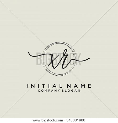Xr Initial Handwriting Logo With Circle Template Vector.