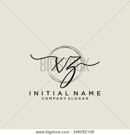 Xz Initial Handwriting Logo With Circle Template Vector.