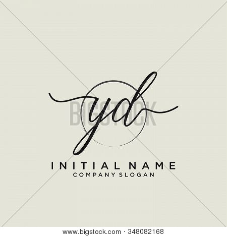 Yd Initial Handwriting Logo With Circle Template Vector.