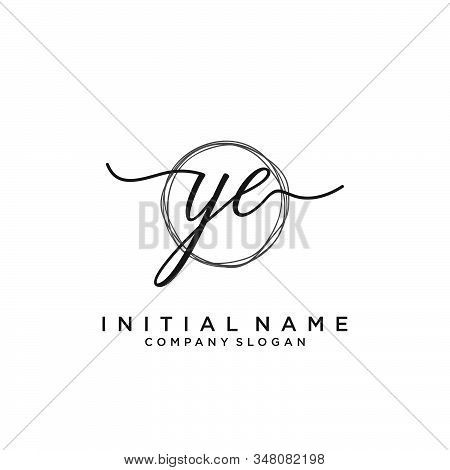 Ye Initial Handwriting Logo With Circle Template Vector.