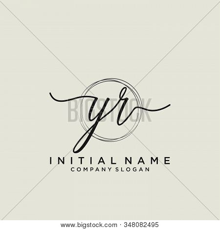 Yr Initial Handwriting Logo With Circle Template Vector.
