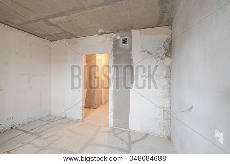 Empty Interior For Design, Gray Concrete Wall. Empty Room. Space For Text And Picture. Concrete Wall