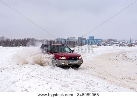 Russia, Novosibirsk-january 7, 2020. Japanese Car Red 
