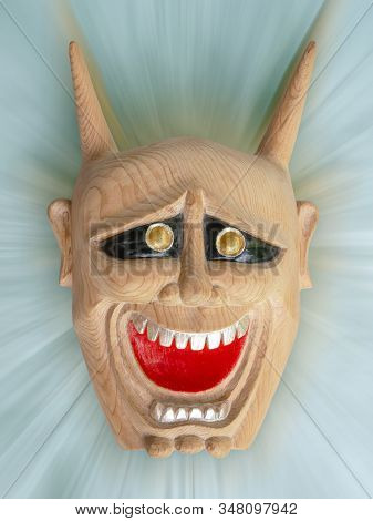 Hannya,face Of Traditional Japanese Theater Masks Made Of Wood