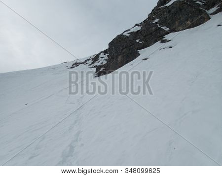 Winter Alpine Landscape For Skitouring In Stubaier Alps In Austria